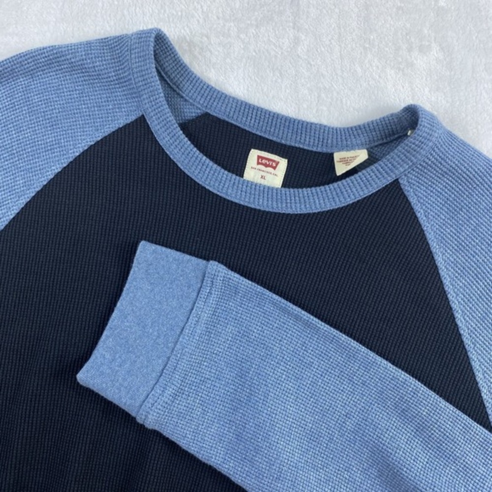 2/$30 Levi's Thermal Top Sz‎ XL Blue Long Sleeve Winter Base Layer Cotton Blend